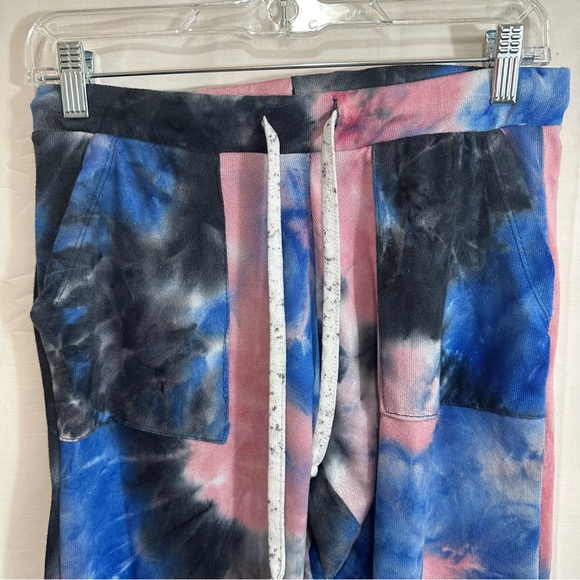 Love Womens 2-Piece Tie-Dye Sweatshirt & Jogger Set Pink/Blue/Black Medium - Picture 6 of 10